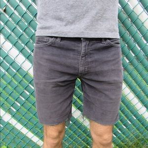 Unisex Faded Black Corduroy Cutoff Short